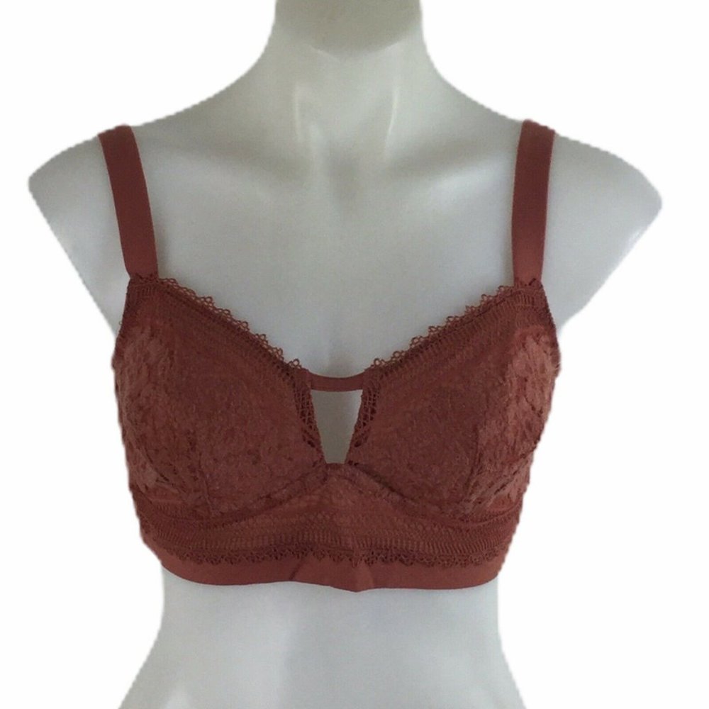 Free People Bralette Annabelle Coral Rose Bra size Large